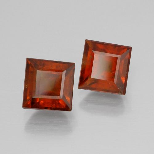 Gemas de granate hessonita Naranja oscuro natural de 4.31 ct, Cuadrado, VS
