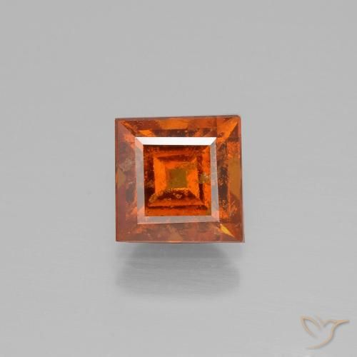 2.00ct Natural Naranja fuego Granate Hessonita, Cuadrado, SI