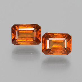Gemas de granate hessonita Naranja oscuro natural de 2.46 ct, corte esmeralda, VS