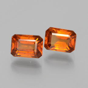 Gemas de granate hessonita Naranja oscuro natural de 2.46 ct, corte esmeralda, VS