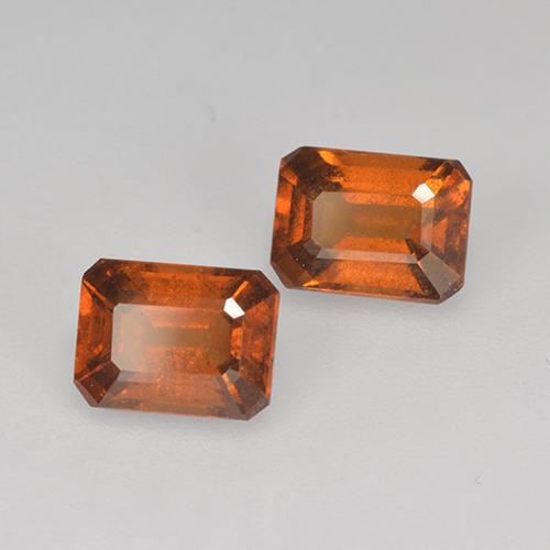 Gemas de granate hessonita naranja natural de 2,17 ct, corte esmeralda, VS