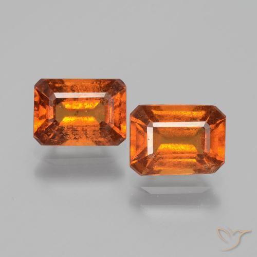 2.36ctw Natural Naranja oscuro granate hessonita, corte esmeralda, VS-SI