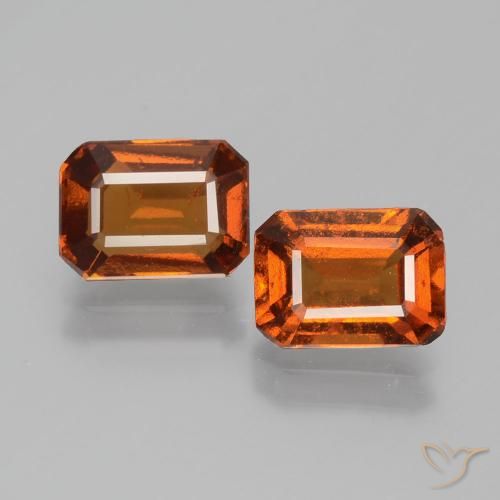 2.38ctw Natural Naranja rojizo Granate Hessonita, corte esmeralda, VS-SI