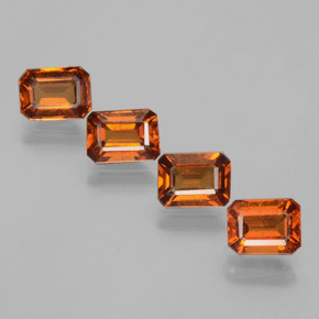 Gemas de granate hessonita Naranja oscuro natural de 4.42 ct, corte esmeralda, VS