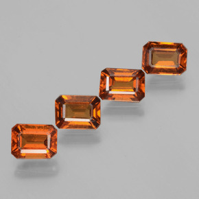 Gemas de granate hessonita Naranja oscuro natural de 4.42 ct, corte esmeralda, VS