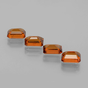 Gemas de granate hessonita Naranja oscuro natural de 4.42 ct, corte esmeralda, VS