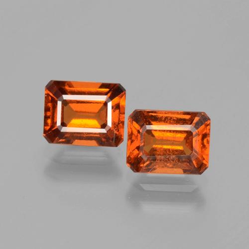 Gemas de granate hessonita naranja natural de 2,63 ct, corte esmeralda, VS