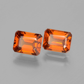 Gemas de granate hessonita naranja natural de 2,63 ct, corte esmeralda, VS