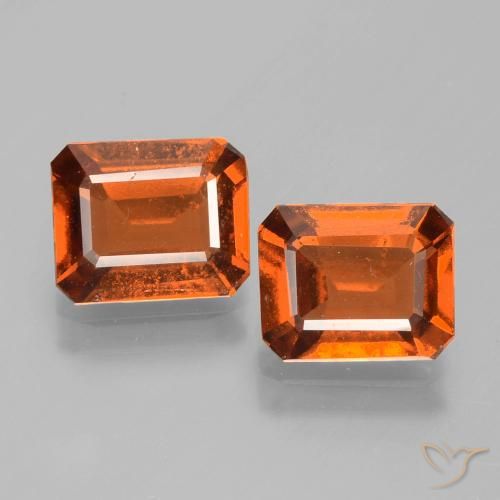 3.28ctw Natural Naranja oscuro medio Granate Hessonita, corte esmeralda, VS-SI
