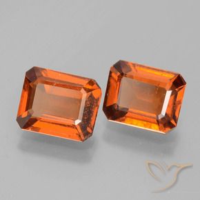 Gemas de granate hessonita Naranja oscuro medio natural de 3.28 ct, Corte Octágono / Esmeralda, VS-SI