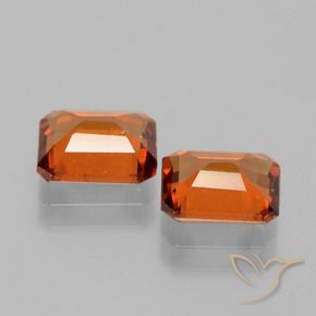 Gemas de granate hessonita Naranja oscuro medio natural de 3.28 ct, Corte Octágono / Esmeralda, VS-SI