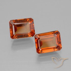 Gemas de granate hessonita Naranja rojizo natural de 2.92 ct, Corte Octágono / Esmeralda, VS