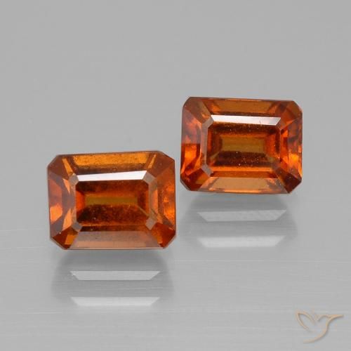 2.92ctw Natural Naranja medio granate hessonita, corte esmeralda, VS