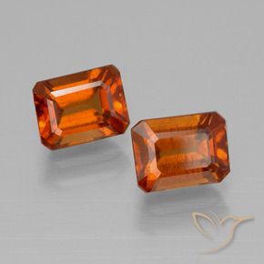 Gemas de granate hessonita Naranja medio natural de 2.92 ct, Corte Octágono / Esmeralda, VS