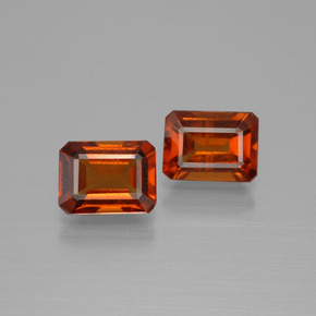 Gemas de granate hessonita Naranja fuego natural de 3.34 ct, corte esmeralda, VS