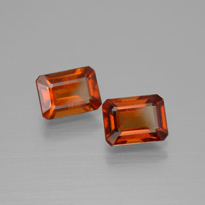 Gemas de granate hessonita Naranja fuego natural de 3.34 ct, corte esmeralda, VS