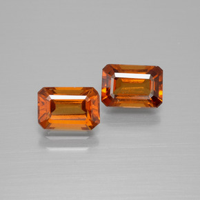 Gemas de granate hessonita naranja natural de 2,63 ct, corte esmeralda, VS