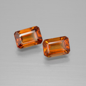 Gemas de granate hessonita naranja natural de 2,63 ct, corte esmeralda, VS