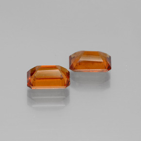 Gemas de granate hessonita naranja natural de 2,63 ct, corte esmeralda, VS