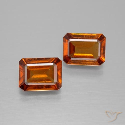 3.37ctw Natural Naranja oscuro Granate Hessonita, corte esmeralda, VS-SI