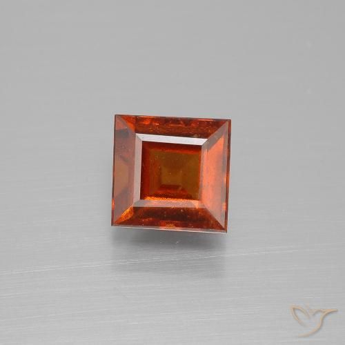 1.77ct Natural Naranja oscuro granate hessonita, Cuadrado, VS