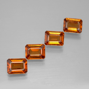 Gemas de granate hessonita naranja natural de 4,04 ct, corte esmeralda, VS