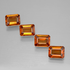 Gemas de granate hessonita naranja natural de 4,04 ct, corte esmeralda, VS