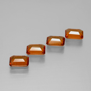 Gemas de granate hessonita naranja natural de 4,04 ct, corte esmeralda, VS