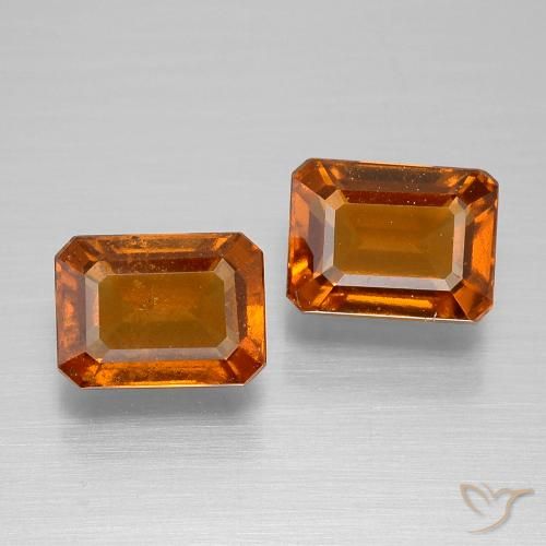 3.04ctw Natural Naranja oscuro medio granate hessonita, corte esmeralda, VS