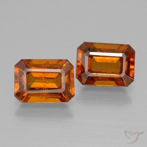 3.14ctw Natural Naranja oscuro granate hessonita, corte esmeralda, VS-SI