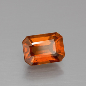 Granate hessonita naranja natural de 1,83 ct, corte esmeralda, VS