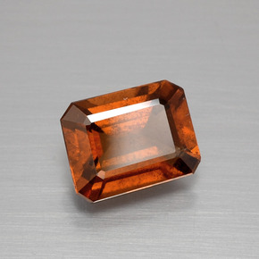 Granate hessonita naranja natural de 1,78 ct, corte esmeralda, VS