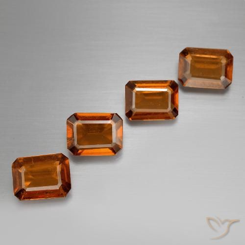 4.66ctw Natural Naranja medio granate hessonita, corte esmeralda, VS