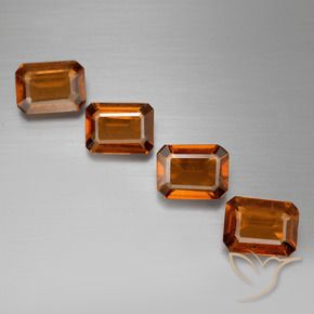 Gemas de granate hessonita Naranja medio natural de 4.66 ct, Corte Octágono / Esmeralda, VS