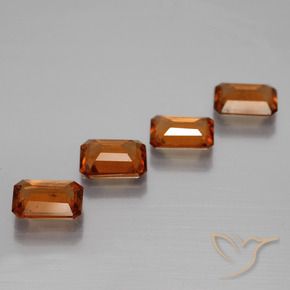 Gemas de granate hessonita Naranja medio natural de 4.66 ct, Corte Octágono / Esmeralda, VS