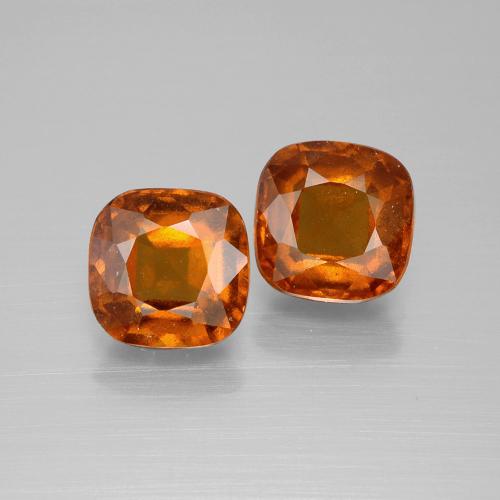 Gemas de granate hessonita naranja natural de 5,50 ct, corte cojín, VS