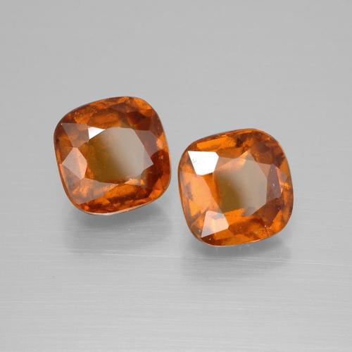 Gemas de granate hessonita naranja natural de 5,50 ct, corte cojín, VS