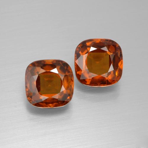 Gemas de granate hessonita naranja medio natural de 5,38 ct, corte cojín, VS