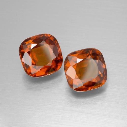 Gemas de granate hessonita naranja medio natural de 5,38 ct, corte cojín, VS