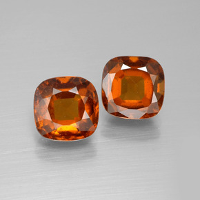 Gemas de granate hessonita naranja natural de 5,23 ct, corte cojín, VS-SI