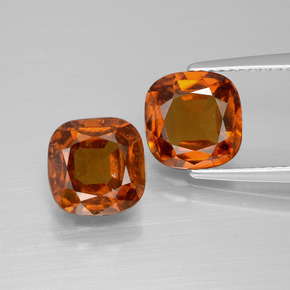 Gemas de granate hessonita naranja natural de 4,84 ct, corte cojín, VS