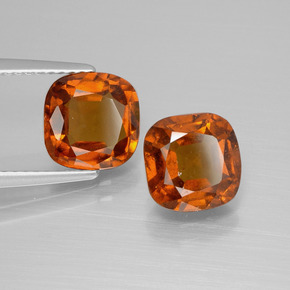 Gemas de granate hessonita naranja natural de 4,84 ct, corte cojín, VS