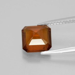 Granate hessonita naranja natural de 2,87 ct, corte esmeralda, VS