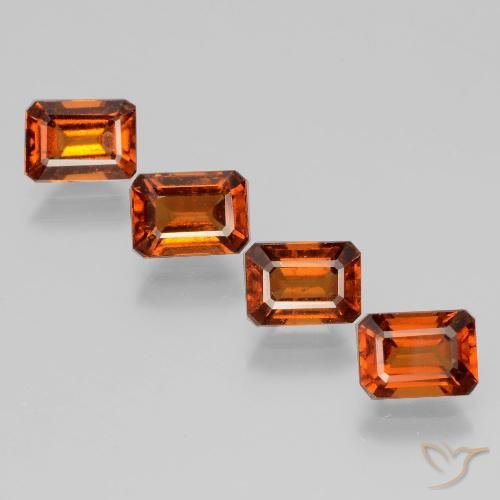 4.90ctw Natural Naranja oscuro granate hessonita, corte esmeralda, VS