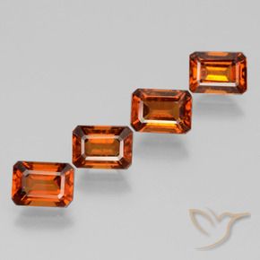 Gemas de granate hessonita Naranja oscuro natural de 4.90 ct, Corte Octágono / Esmeralda, VS