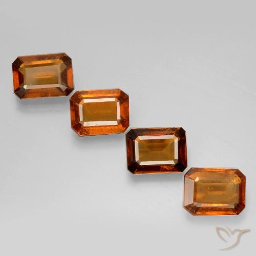 6.03ctw Natural Naranja oscuro granate hessonita, corte esmeralda, VS