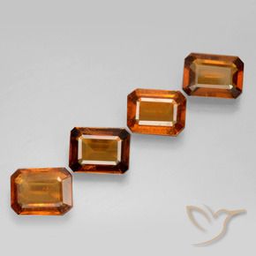 Gemas de granate hessonita Naranja oscuro natural de 6.03 ct, Corte Octágono / Esmeralda, VS