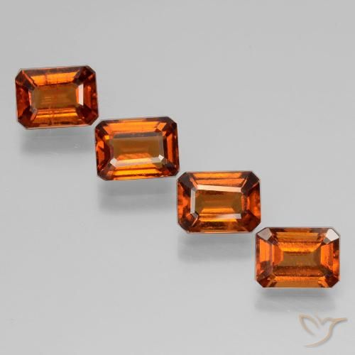 4.36ctw Natural Naranja medio granate hessonita, corte esmeralda, VS
