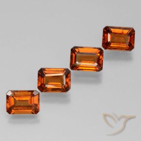 Gemas de granate hessonita Naranja medio natural de 4.36 ct, Corte Octágono / Esmeralda, VS