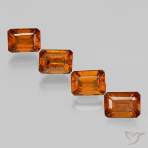 5.56ctw Natural Naranja oscuro Granate Hessonita, corte esmeralda, VS-SI